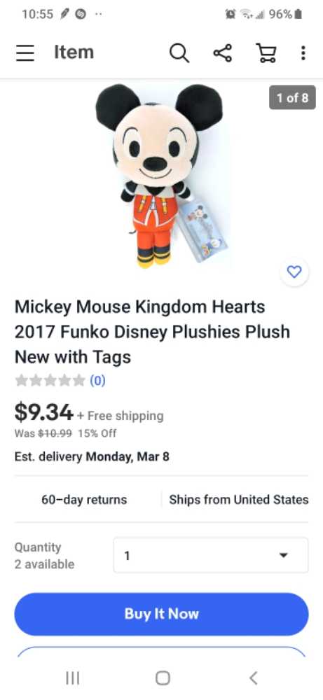 Disney kingdom hearts Mickey   plush collectible - Main Image 2