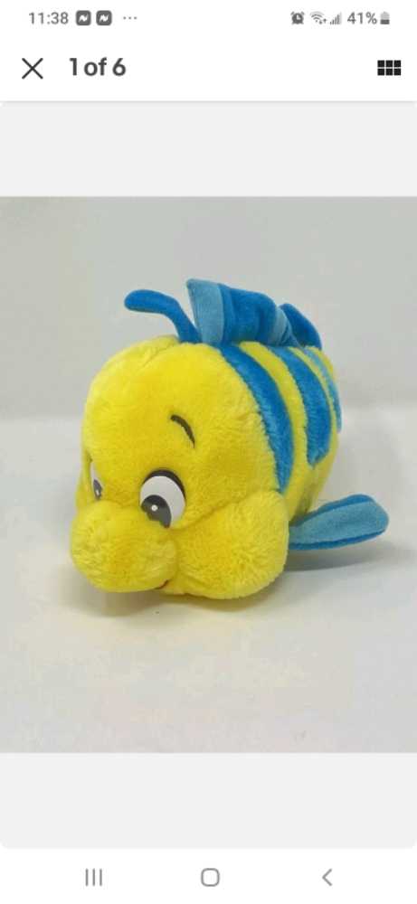 Disney little mermaid flounder   plush collectible - Main Image 1