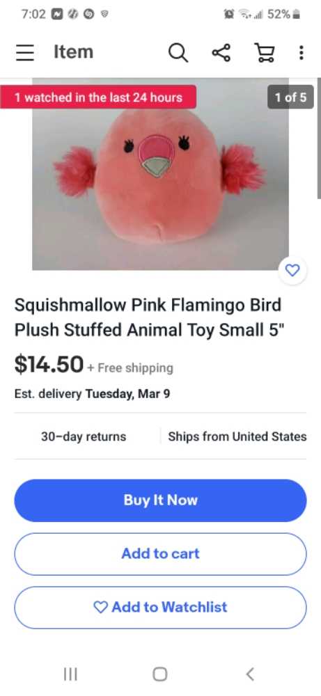 squishmallow Pink Flamingo   plush collectible - Main Image 2