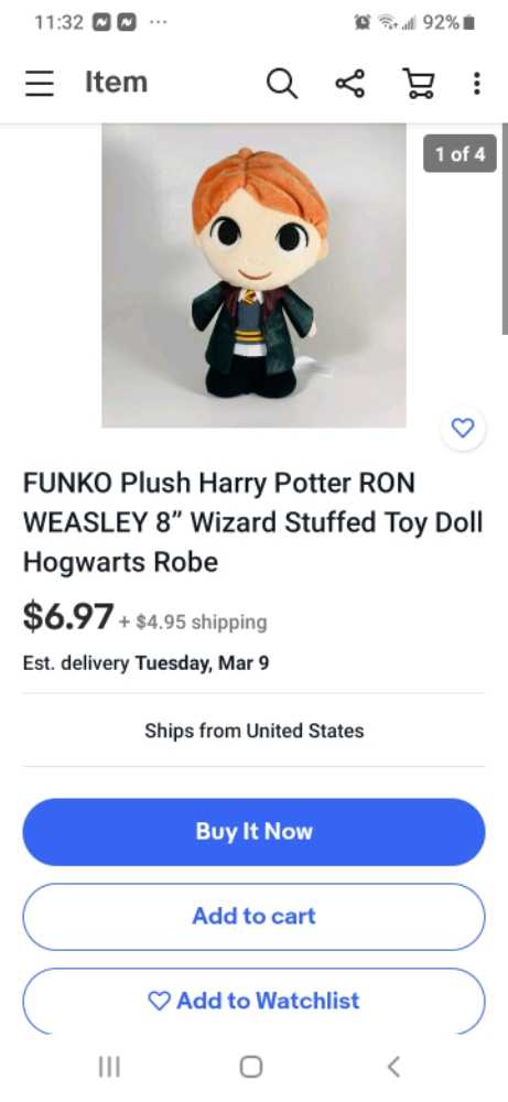 harry potter Ron  plush collectible - Main Image 2