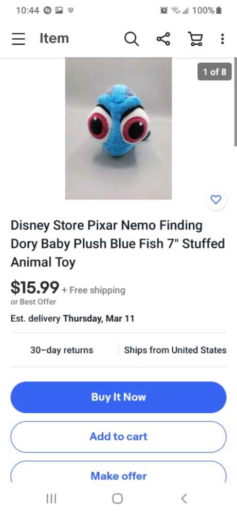 Disney finding dory   plush collectible - Main Image 2