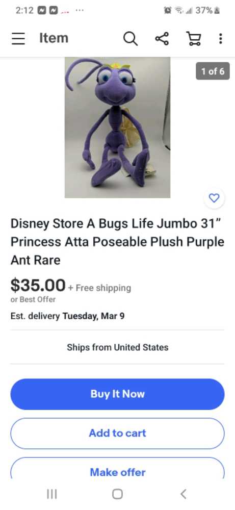 Disney a bugs life princess Atta  plush collectible - Main Image 2