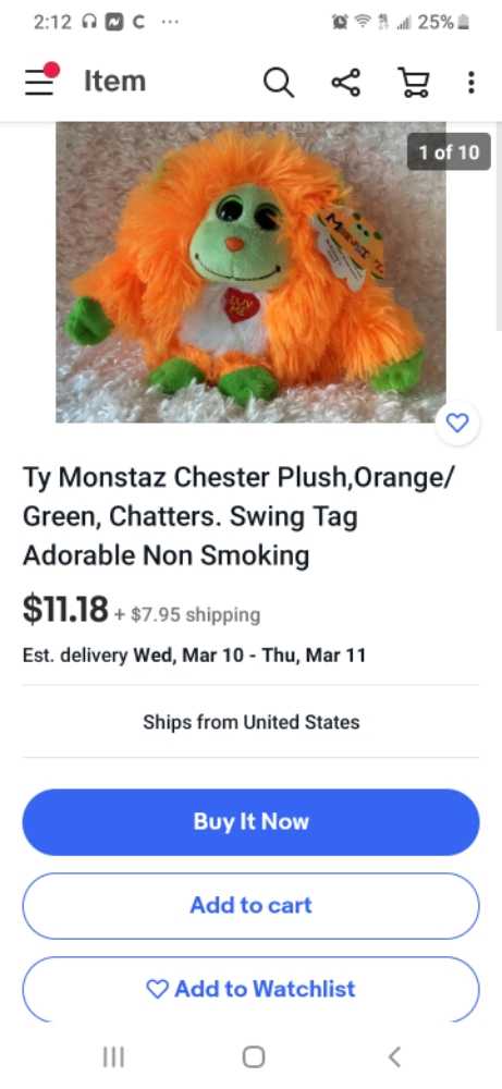 ty Monstaz Chester   plush collectible - Main Image 2