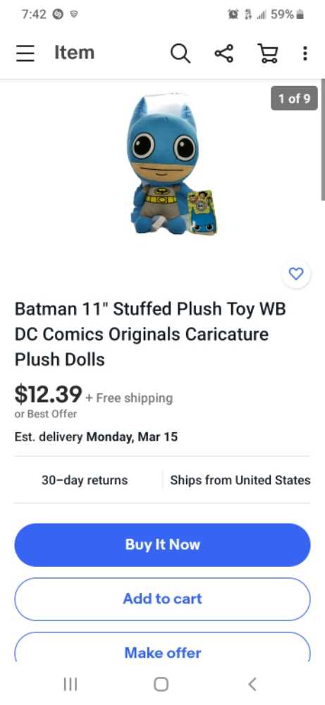 dc batman original   plush collectible - Main Image 2