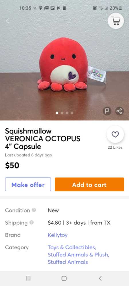 squishmallow red octopus   plush collectible - Main Image 2