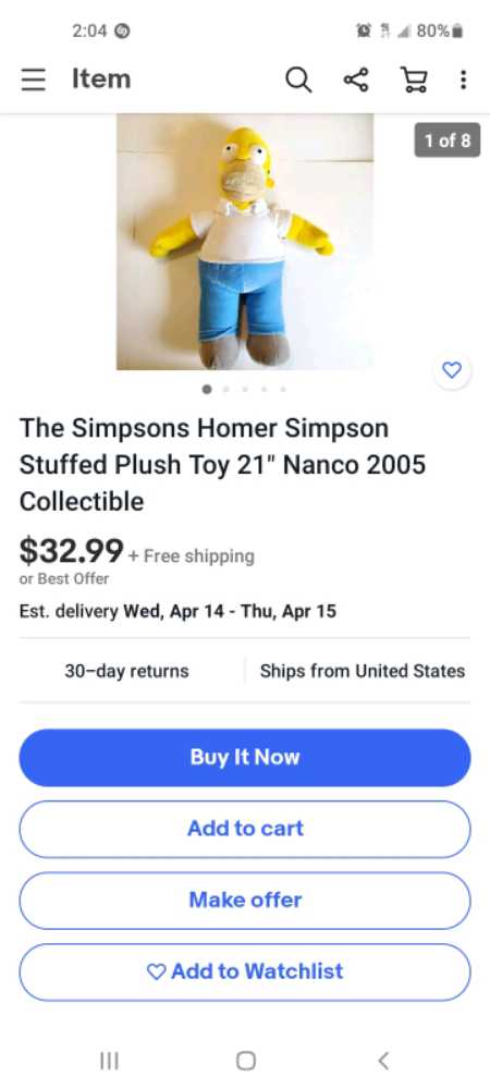 simpson homer  plush collectible - Main Image 2
