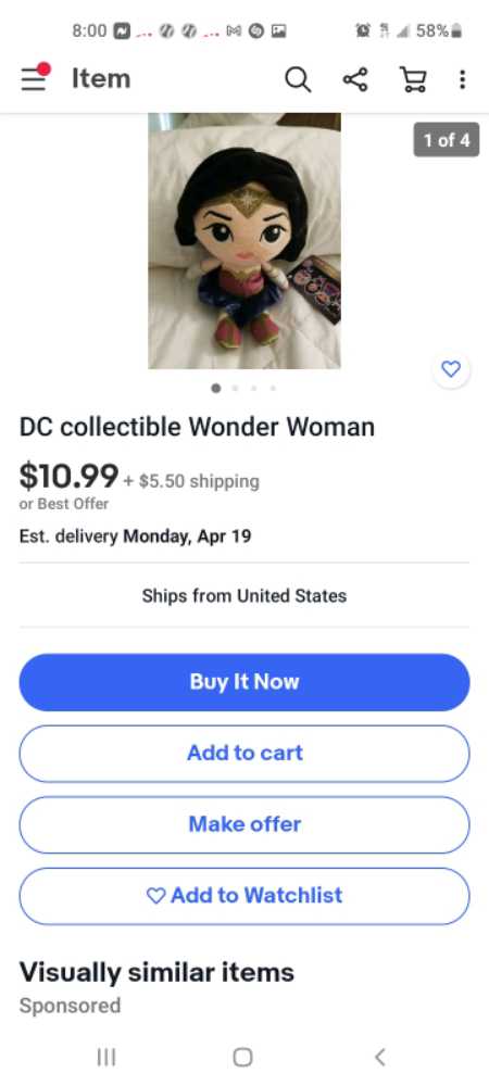 dc wonder woman   plush collectible - Main Image 2