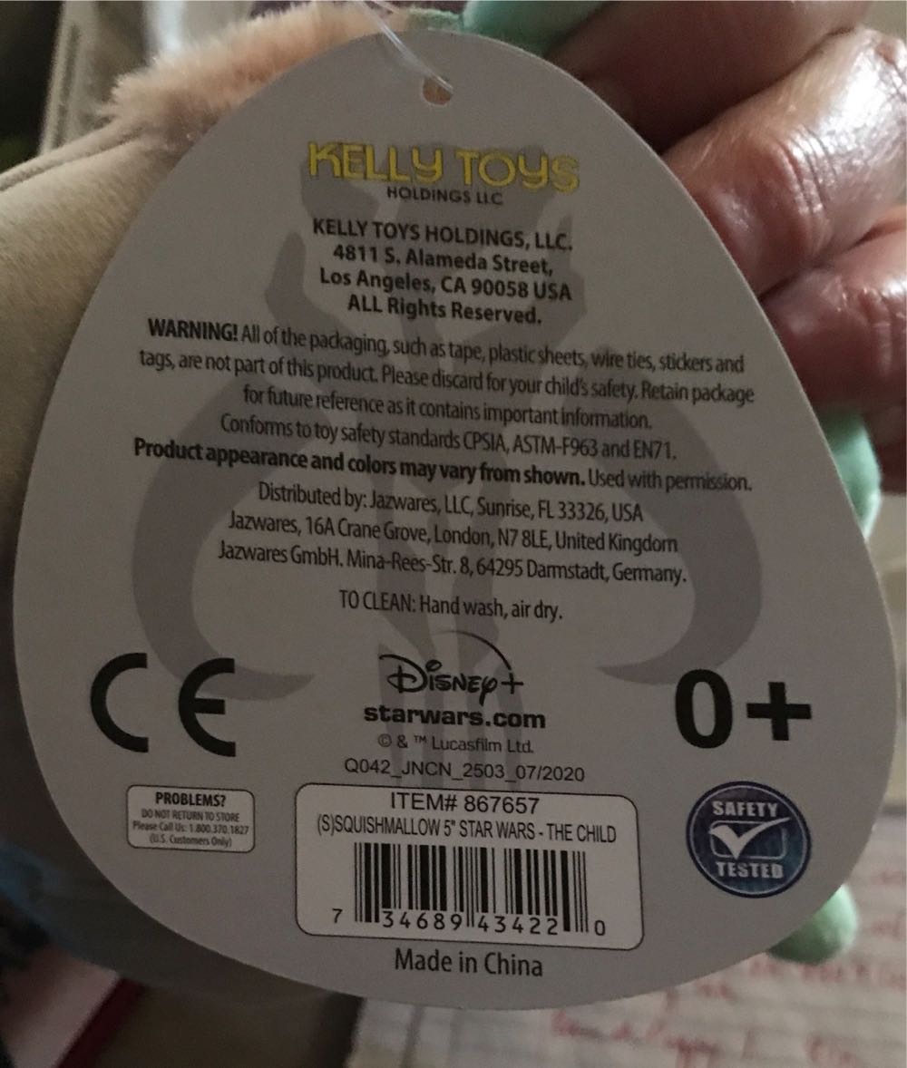 Baby Yoda Squishmallow  plush collectible [Barcode 734689434220] - Main Image 2