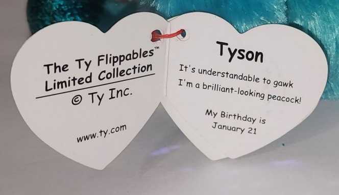 Tyson Beanie Boo Small (Flippable)  (United States) plush collectible [Barcode 008421363490] - Main Image 2