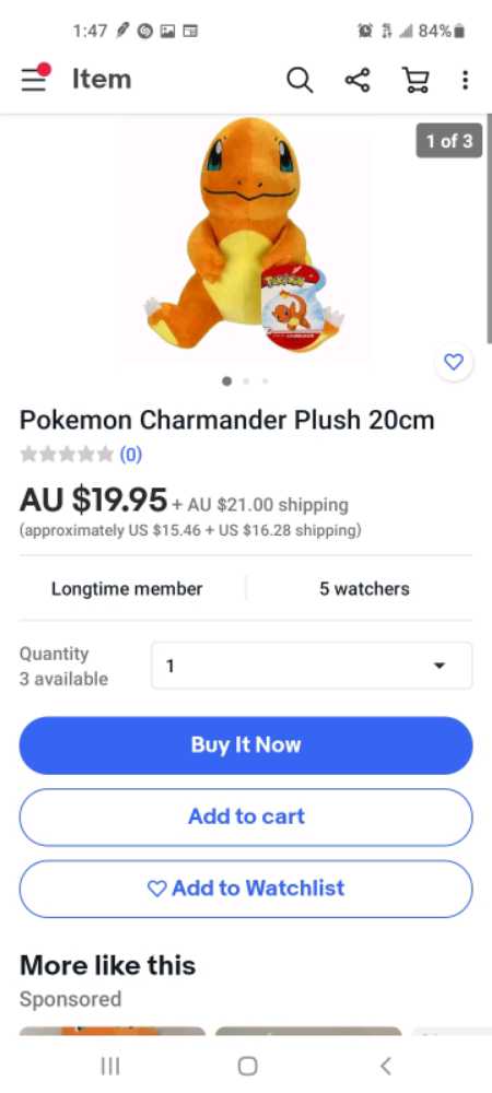 pokemon charmander  plush collectible - Main Image 2