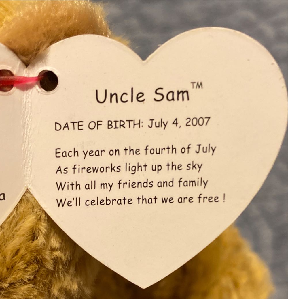 Uncle Sam The Bear - White Nose - Patriotic  (United States) plush collectible [Barcode 008421406210] - Main Image 2