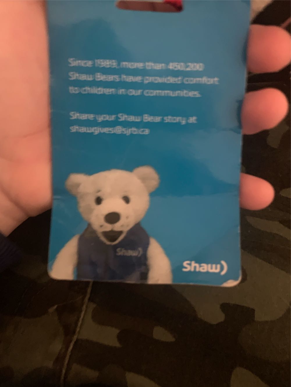 Shaw Teddy Bear White With Blue Logo Vest With Neck Tag  (Canada) plush collectible - Main Image 3