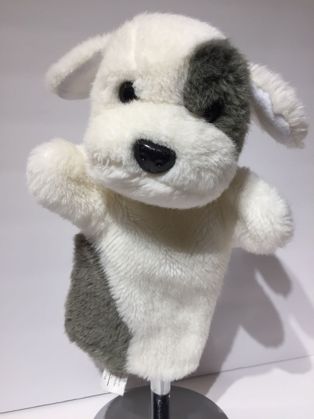 Dog Puppet - White & Grey Vintage 1984 By Dakin & Company   (Canada) plush collectible - Main Image 1