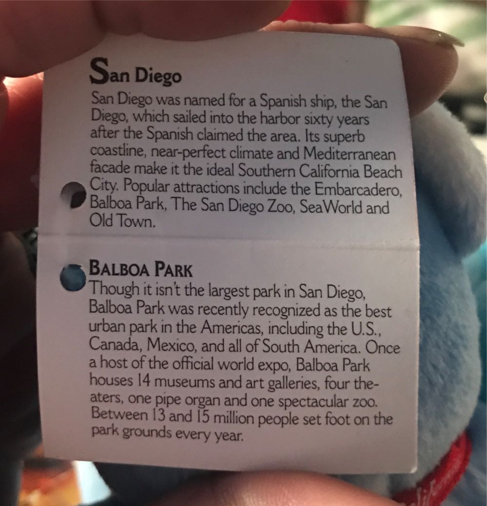 # San Diego Bear  plush collectible [Barcode 641939101200] - Main Image 3