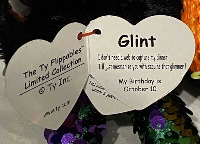 Glint The Halloween Spider 6” Sequins Beanie Boo  (United States) plush collectible [Barcode 008421363353] - Main Image 2