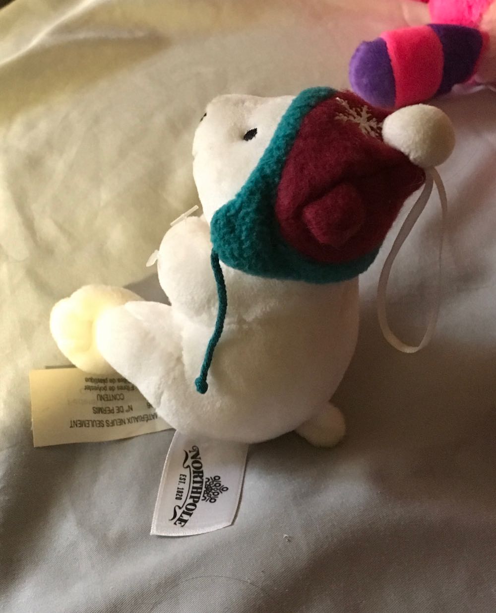 HALLMARK NORTHPOLE SPECIAL DELIVERY POLAR BEAR PLUSH XMAS TREE ORNAMENT!  plush collectible - Main Image 2