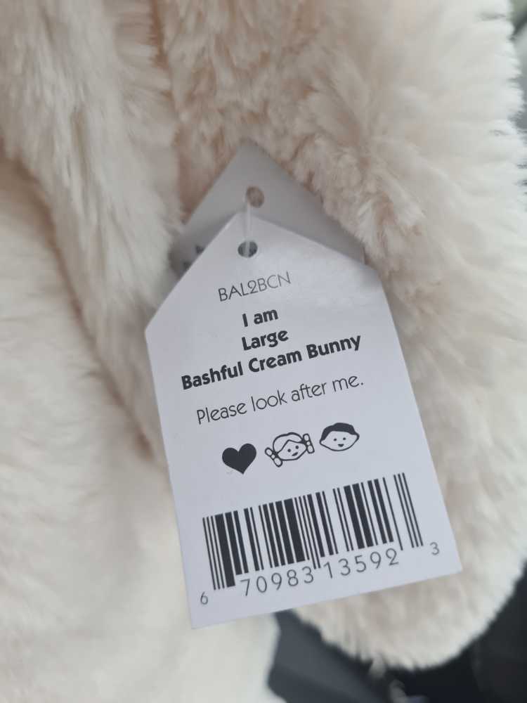 Large Bashful Cream Bunny Jellycat  plush collectible [Barcode 670983135923] - Main Image 2