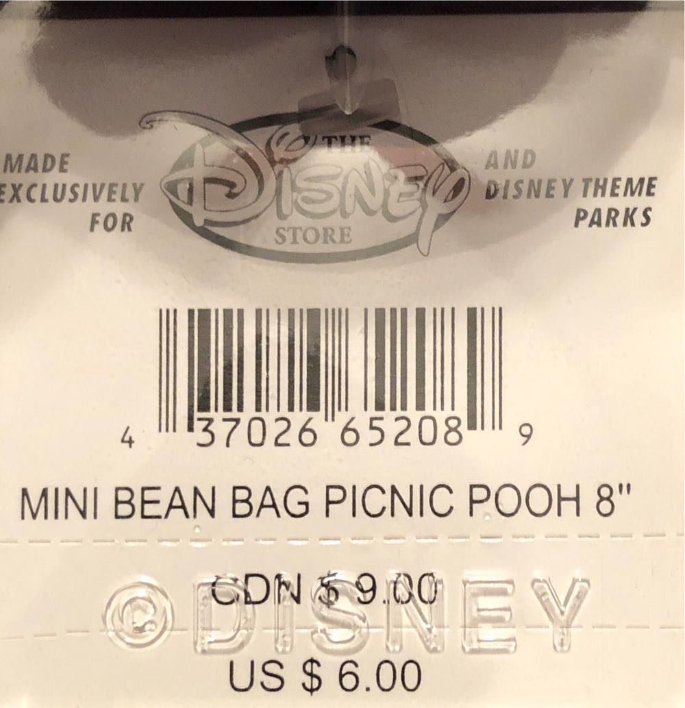 Mini Bean Bag Picnic Pooh 8”  plush collectible [Barcode 437026652089] - Main Image 4