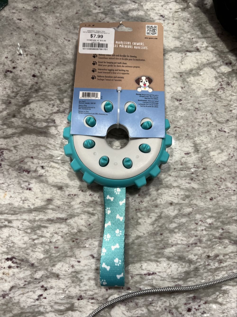 Nice Paws Pet Energy Ring Toy Turquoise  plush collectible [Barcode 628068621182] - Main Image 2