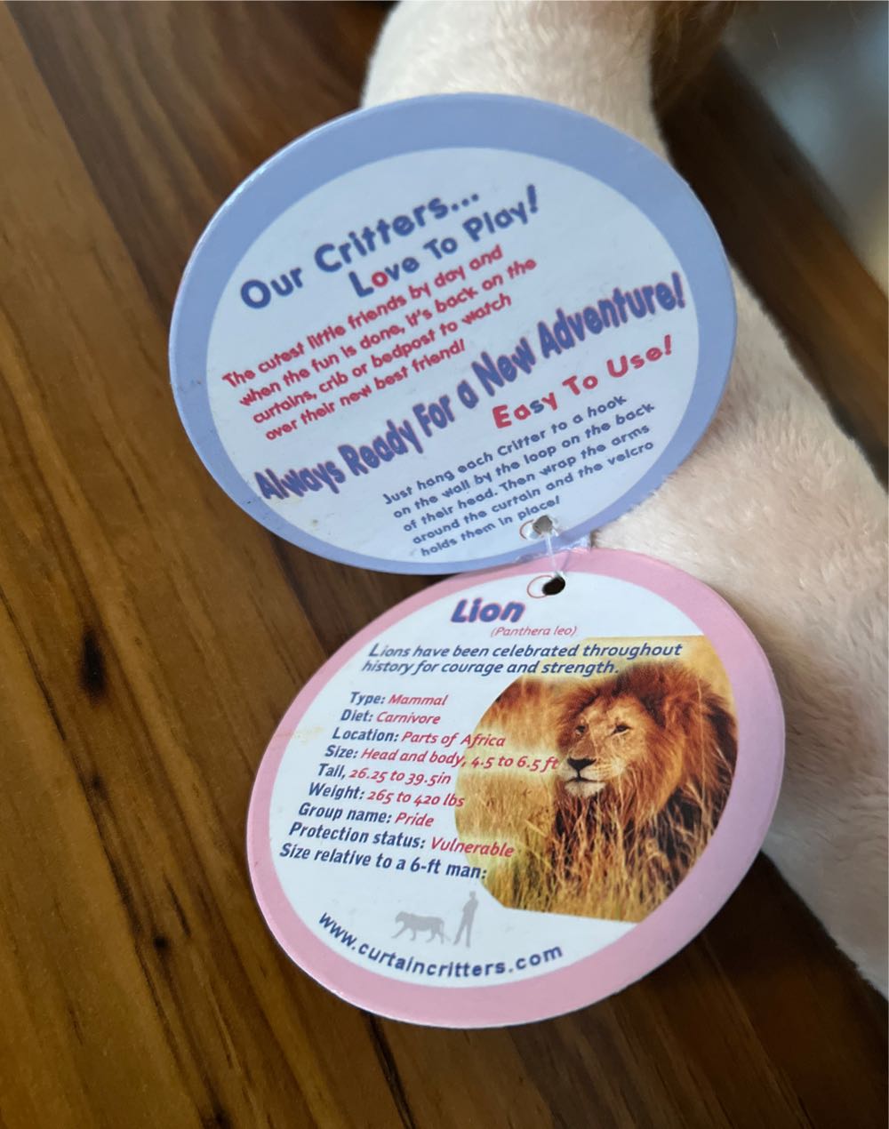 Curtain Critters Lion  plush collectible - Main Image 4