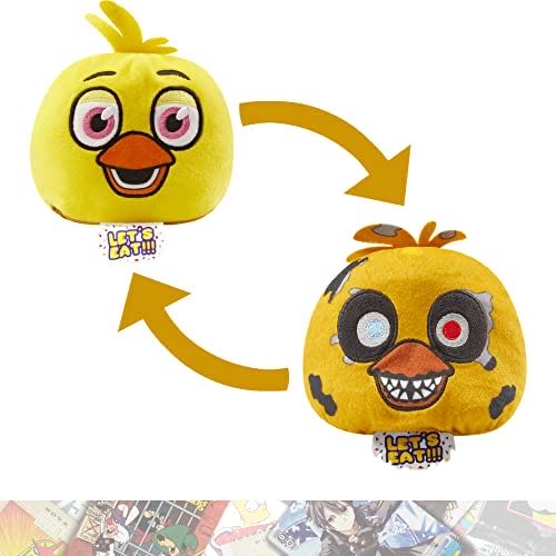 Chica: Reversible Head Plushies Mini Plush Bundle With 1 F n a f Theme Compatible Trading Card 64986  plush collectible [Barcode 889698649865] - Main Image 1