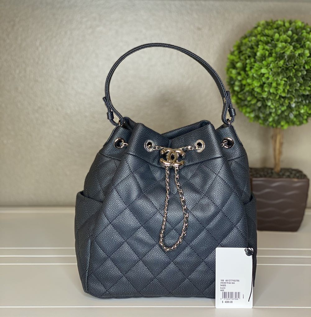 Chanel Grained calfskin Quiltes CC Chain Bucket Drawstring   plush collectible - Main Image 1