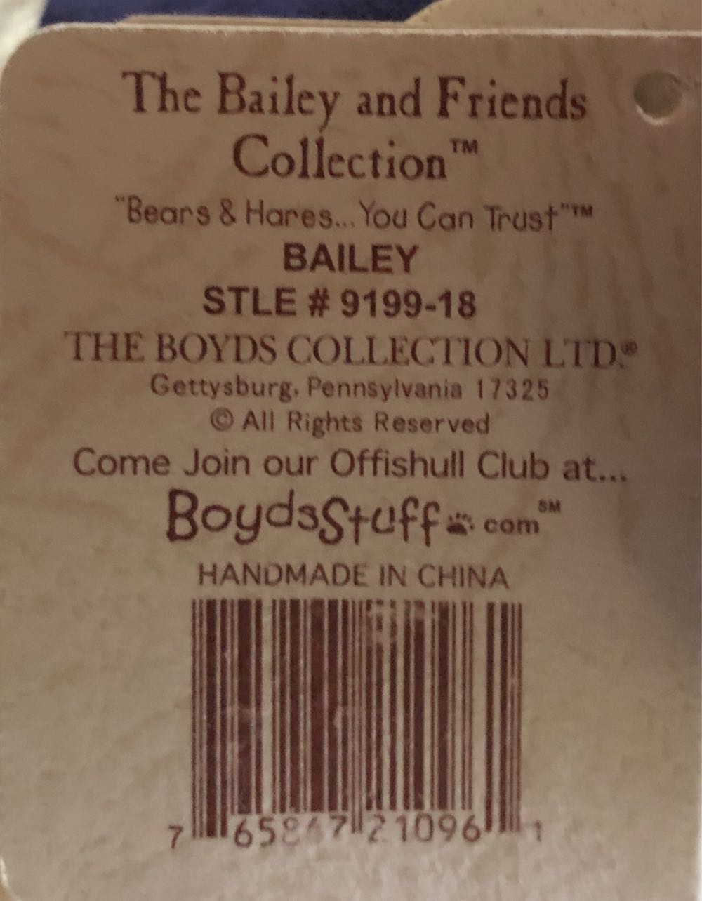 **Bailey Boyd’s Bears  plush collectible [Barcode 765867210961] - Main Image 3