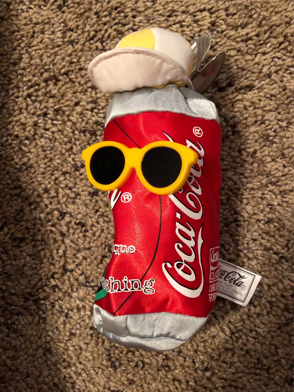 Coca Cola 6” Bean Bag Plush: In Awesome Shape With Original Tags! Can Shades Coke Brand  plush collectible [Barcode 715429980191] - Main Image 2