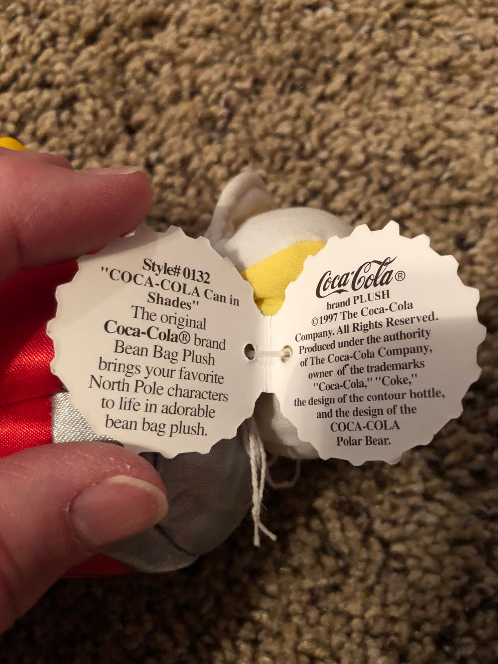 Coca Cola 6” Bean Bag Plush: In Awesome Shape With Original Tags! Can Shades Coke Brand  plush collectible [Barcode 715429980191] - Main Image 3