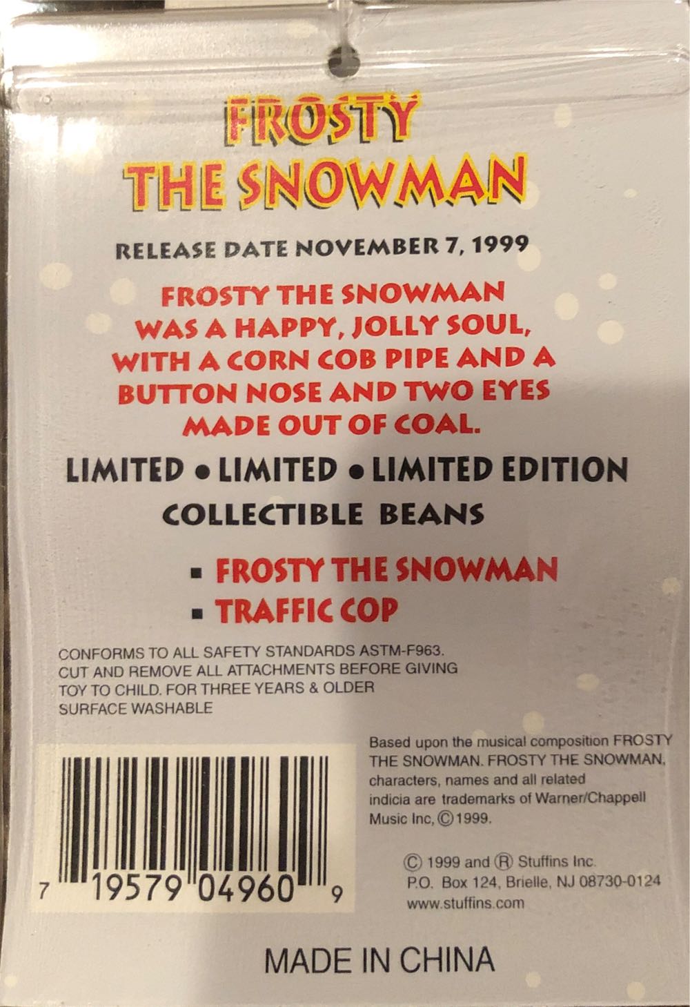 Wonderland Cvs Frosty The Snowman Frosty’s Winter Wonderland Stuffins Cop Of Collectable Tag Hinkle Traffic W Tags And Frostys Karen  plush collectible [Barcode 719579049609] - Main Image 3