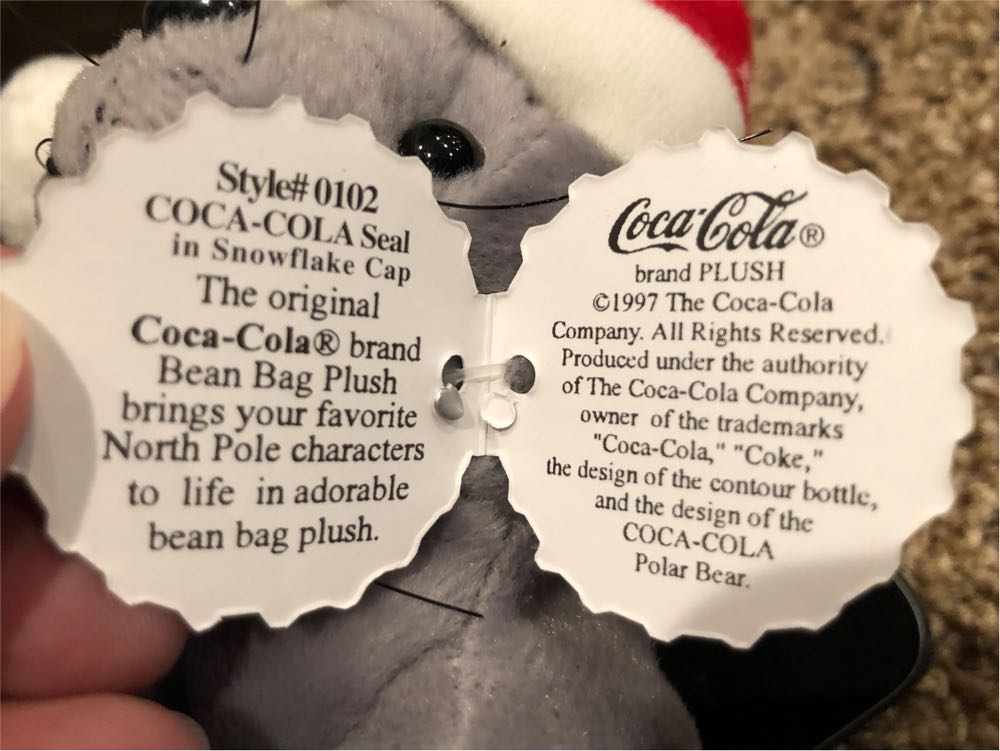 Coca-Cola Seal in Snowflake Cap  plush collectible [Barcode 715429970338] - Main Image 2