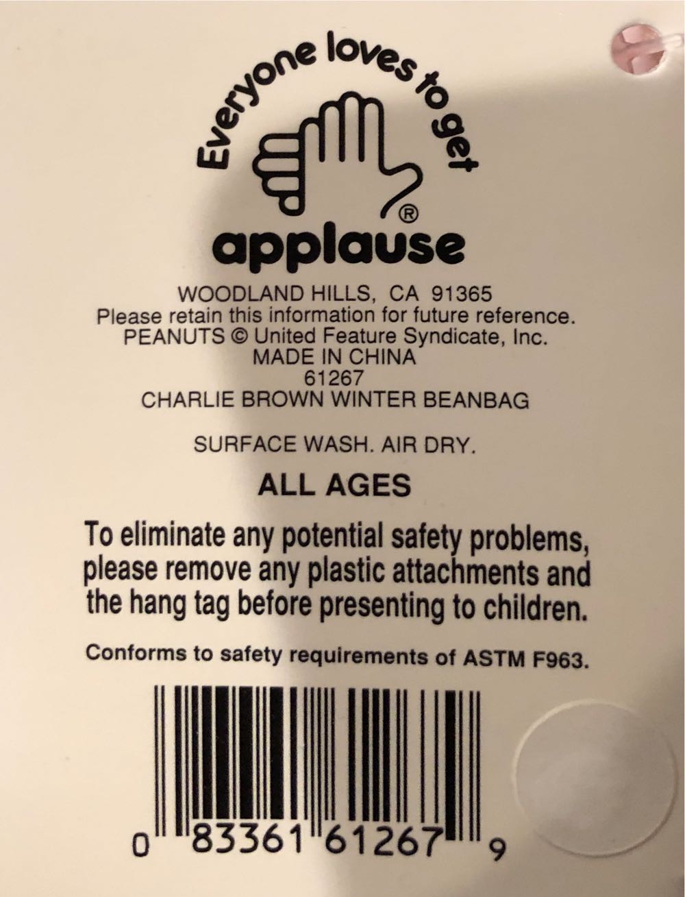 Charlie Brown Peanuts Winter Santa Hat  plush collectible [Barcode 083361612679] - Main Image 3