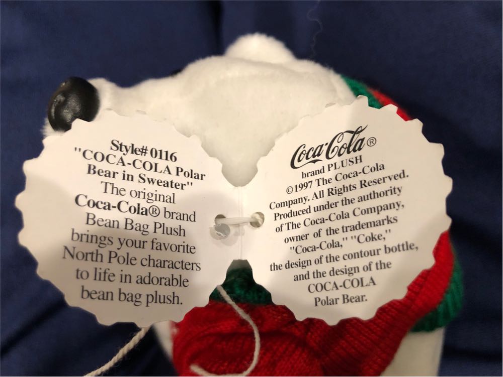 Coca Cola Vintage Bean Bag Polar Bear In Sweater Of Christmas  plush collectible [Barcode 715429980030] - Main Image 3