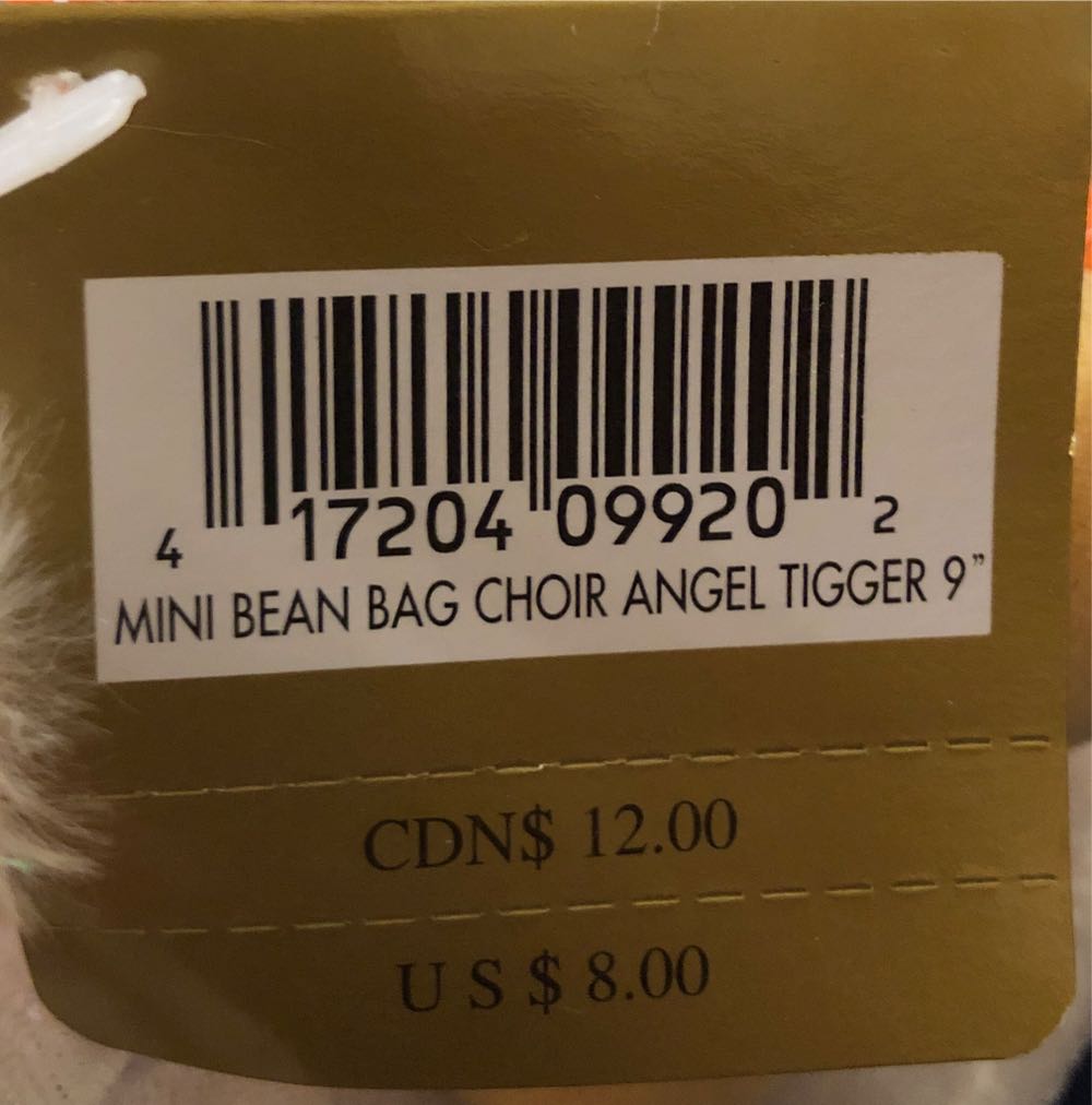 Angel Tigger Christmas Choir Tigger 9” Mini Bean Bag Choir Angel 9” Beanie Nwt Disney New Store The Winnie Pooh With Tags  plush collectible [Barcode 417204099202] - Main Image 2