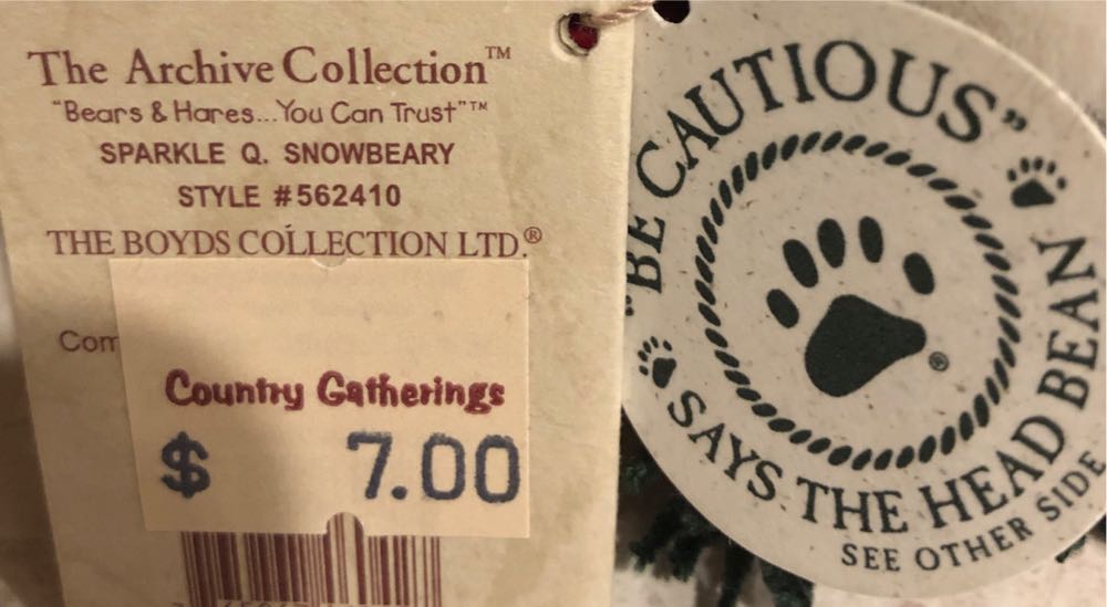 Boyds Bears 4” Sparkle Q. Snowbeary Snowman Christmas Tree Ornament Bear ~  plush collectible [Barcode 765867460427] - Main Image 2