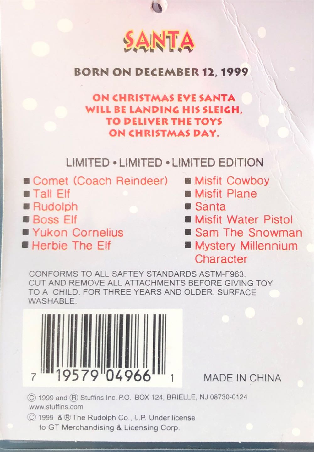 Cvs Stuffins Rudolph The Island Of Misfit Santa Claus 8” Cvs  plush collectible [Barcode 719579049661] - Main Image 2