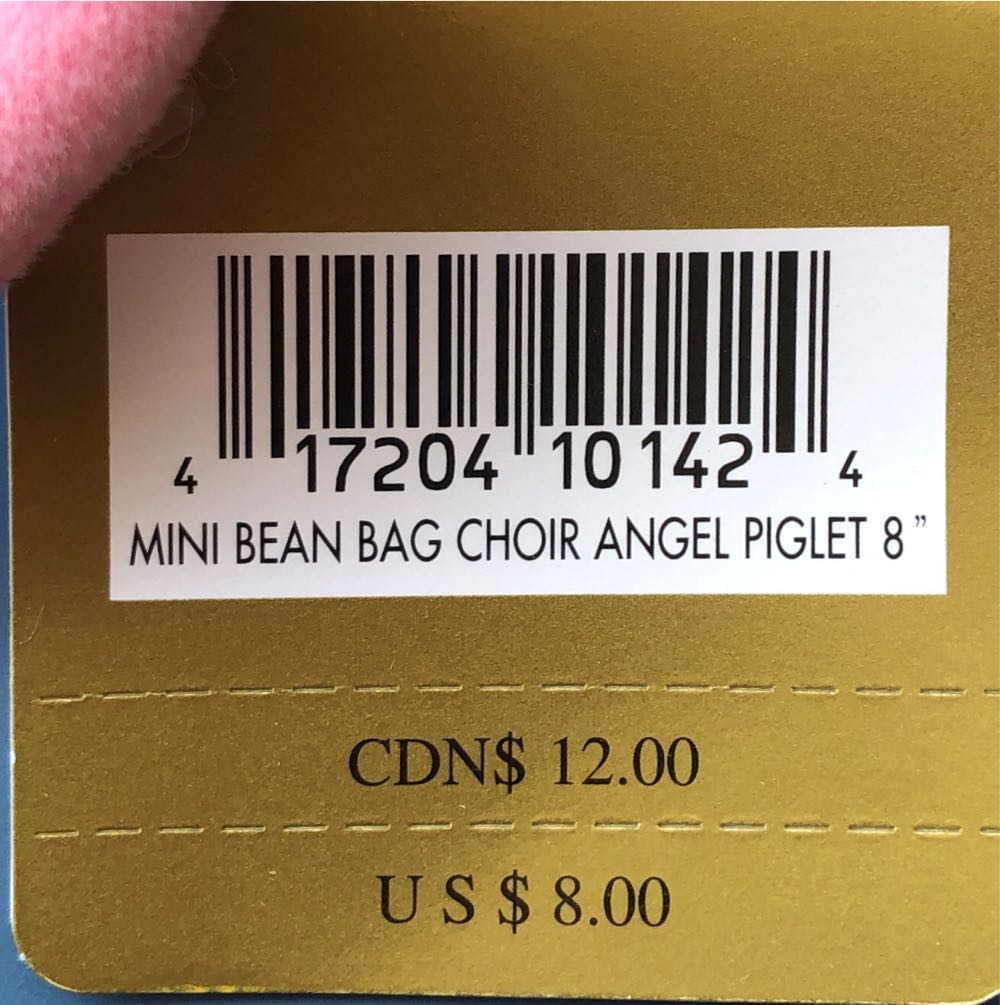 Walt Disney Mini Bean Bag Stuffed Animal Toy New Piglet Angel The Pooh Winnie Choir 8” As Beanie  plush collectible [Barcode 417204101424] - Main Image 2