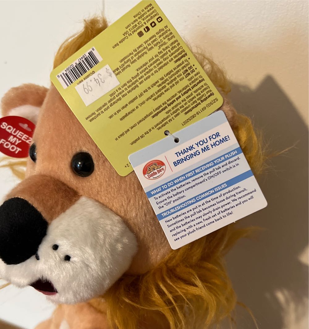 Cuddle Barn Let Loose Lenny Lion  plush collectible [Barcode 818447020846] - Main Image 3