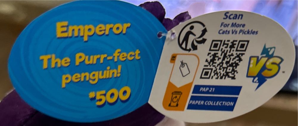 Cats vs Pickles Fuschia Series EMPEROR CAT #500 NEW Penguin Kitty  (United States) plush collectible - Main Image 4