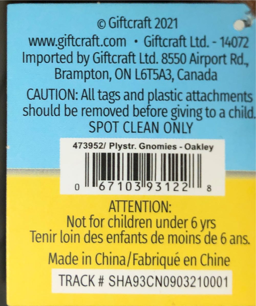 Giftcraft 473952 Hug Feel The Love Tree Gnome 9-inch Height Polyester Oakley  plush collectible [Barcode 067103931228] - Main Image 4