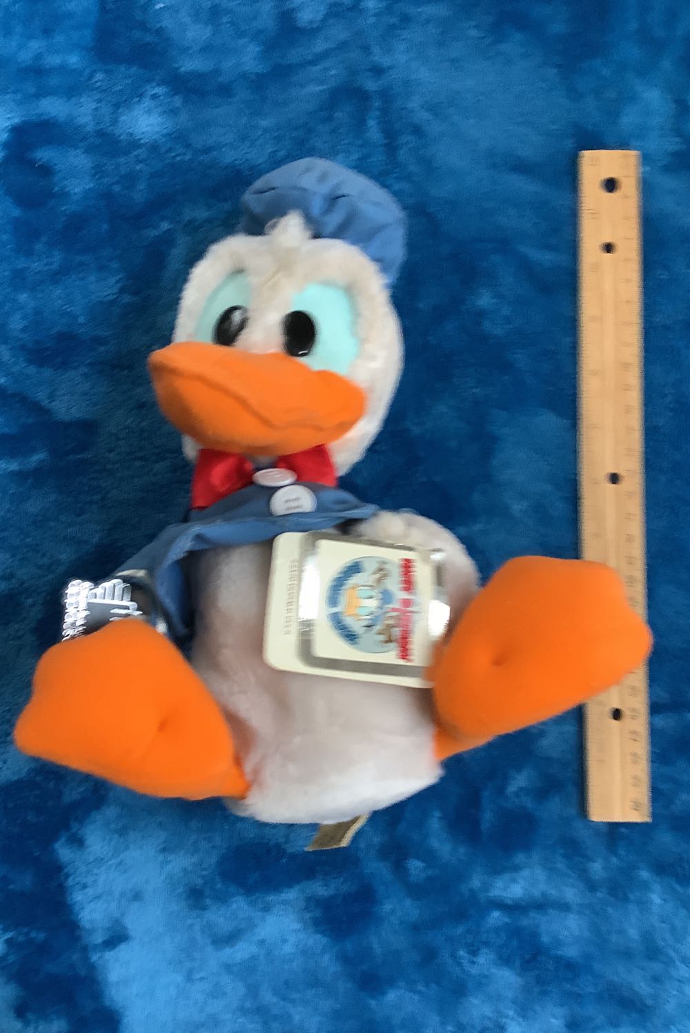 93) vintage, well loved Donald Duck, plush stuffed animal