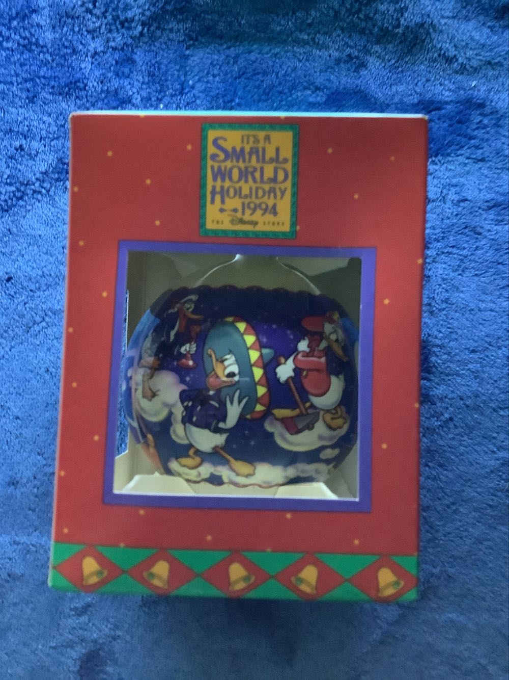60) It’s A Small World Holiday 1994 Vintage Donald Duck Disney Christmas Ball Ornament!  plush collectible [Barcode 417034642630] - Main Image 3