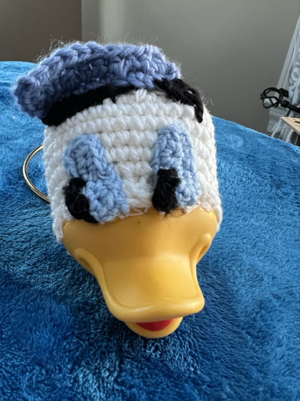 94) handmade, knitting/crocheted Donald Duck towel holder ring  plush collectible - Main Image 2