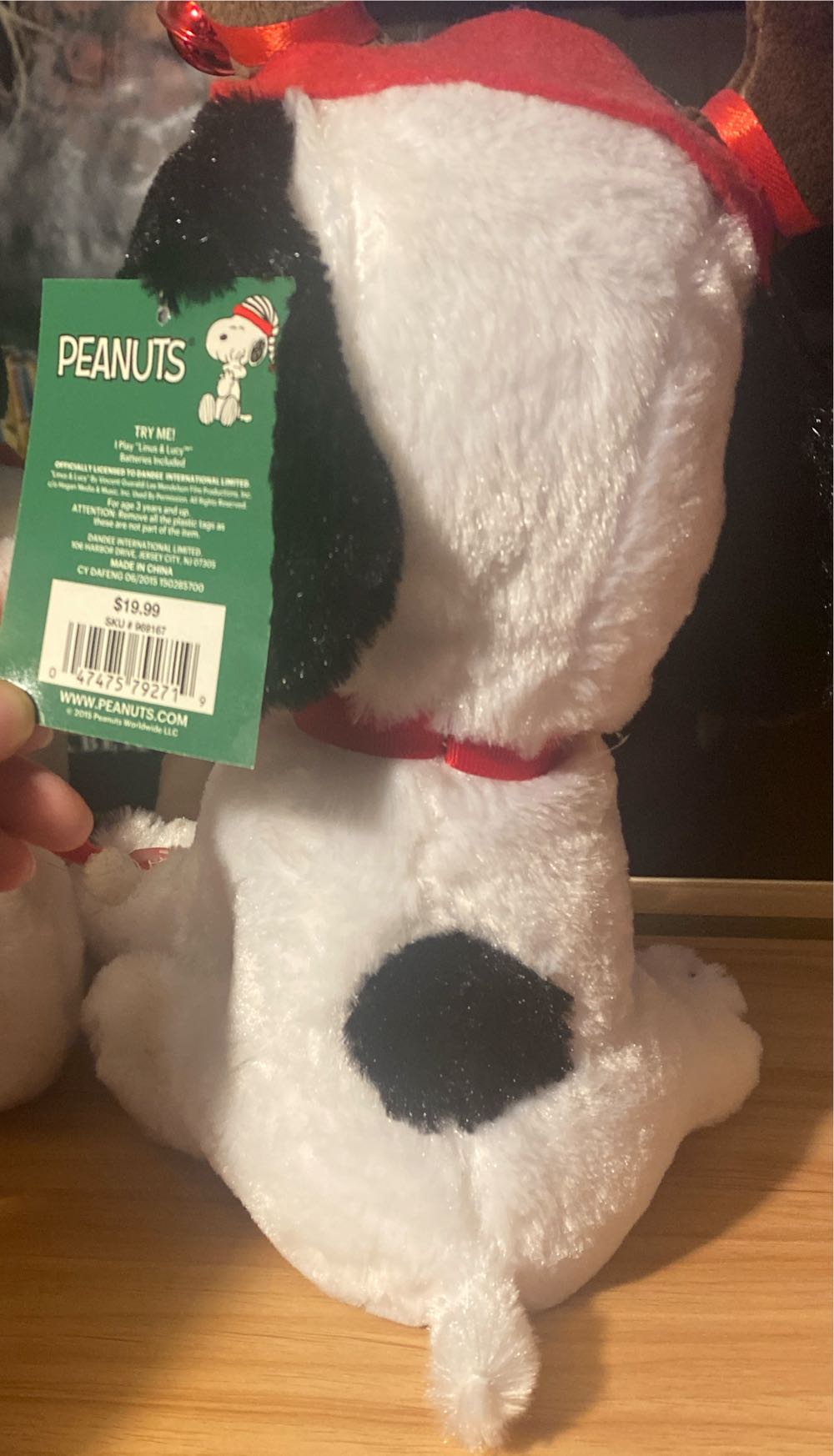 Peanuts Snoopy Reindeer Animated Plush  (United States) plush collectible [Barcode 047475792719] - Main Image 3