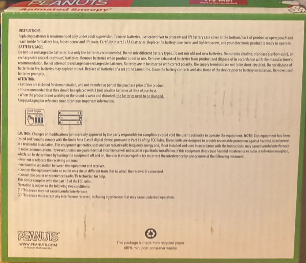 Dan Dee Peanuts Snoopy As Joe Cool Animated Plush  (United States) plush collectible [Barcode 047475641048] - Main Image 4