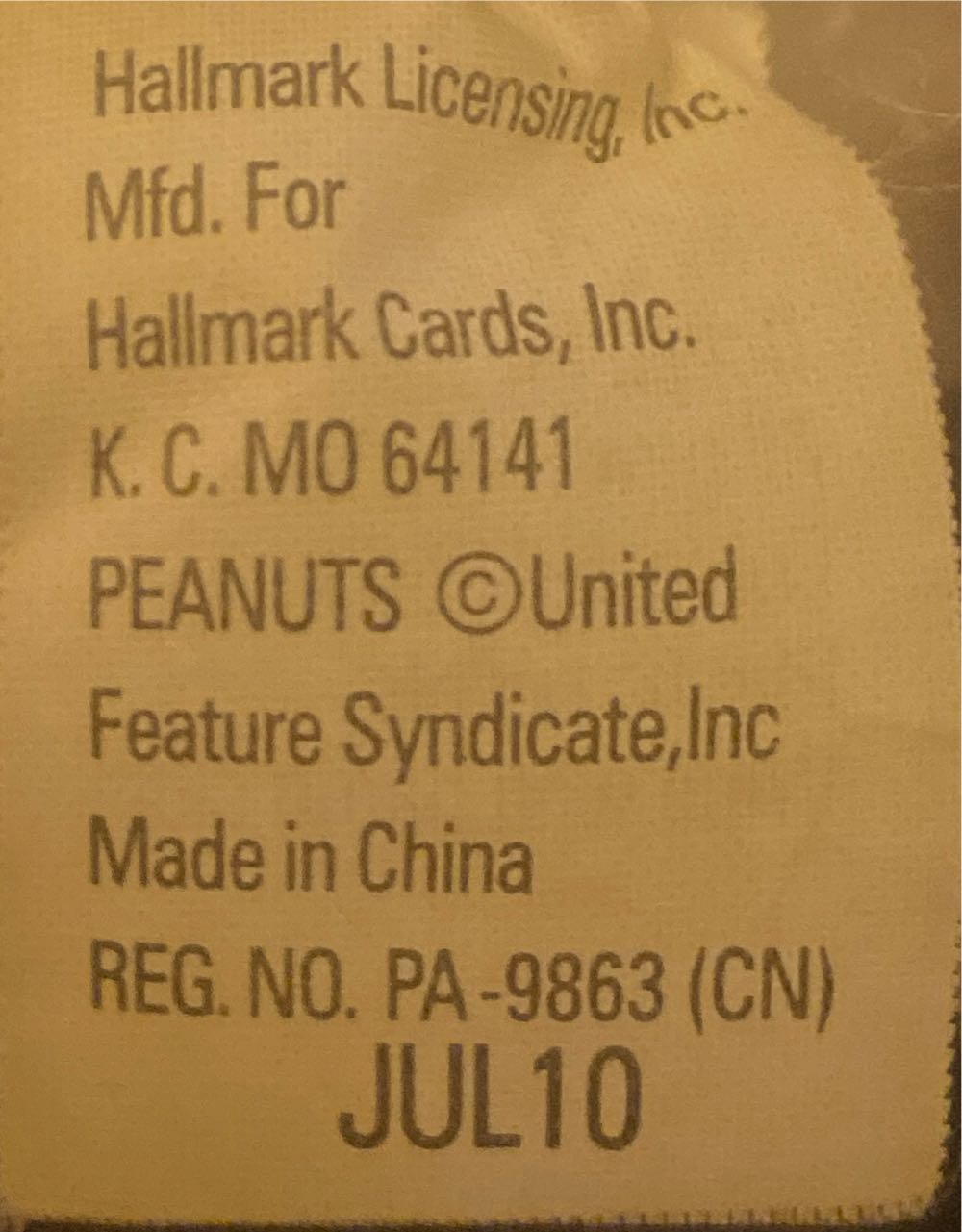 Hallmark Peanuts Shepherd Snoopy Plush  (United States) plush collectible - Main Image 3