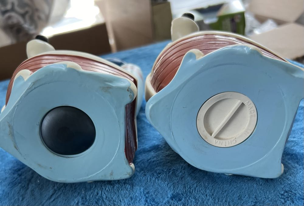 140) 2 Disney Donald Duck Coin Boat Bank Plastic Just Toys Tug Boat Donald Vintage   plush collectible - Main Image 3