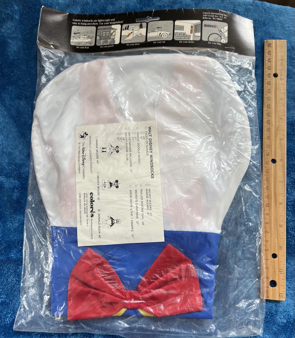 141) Donald Duck Vintage Wind Sock Made By Colores 45” Tall Brand New Never Open  plush collectible - Main Image 2