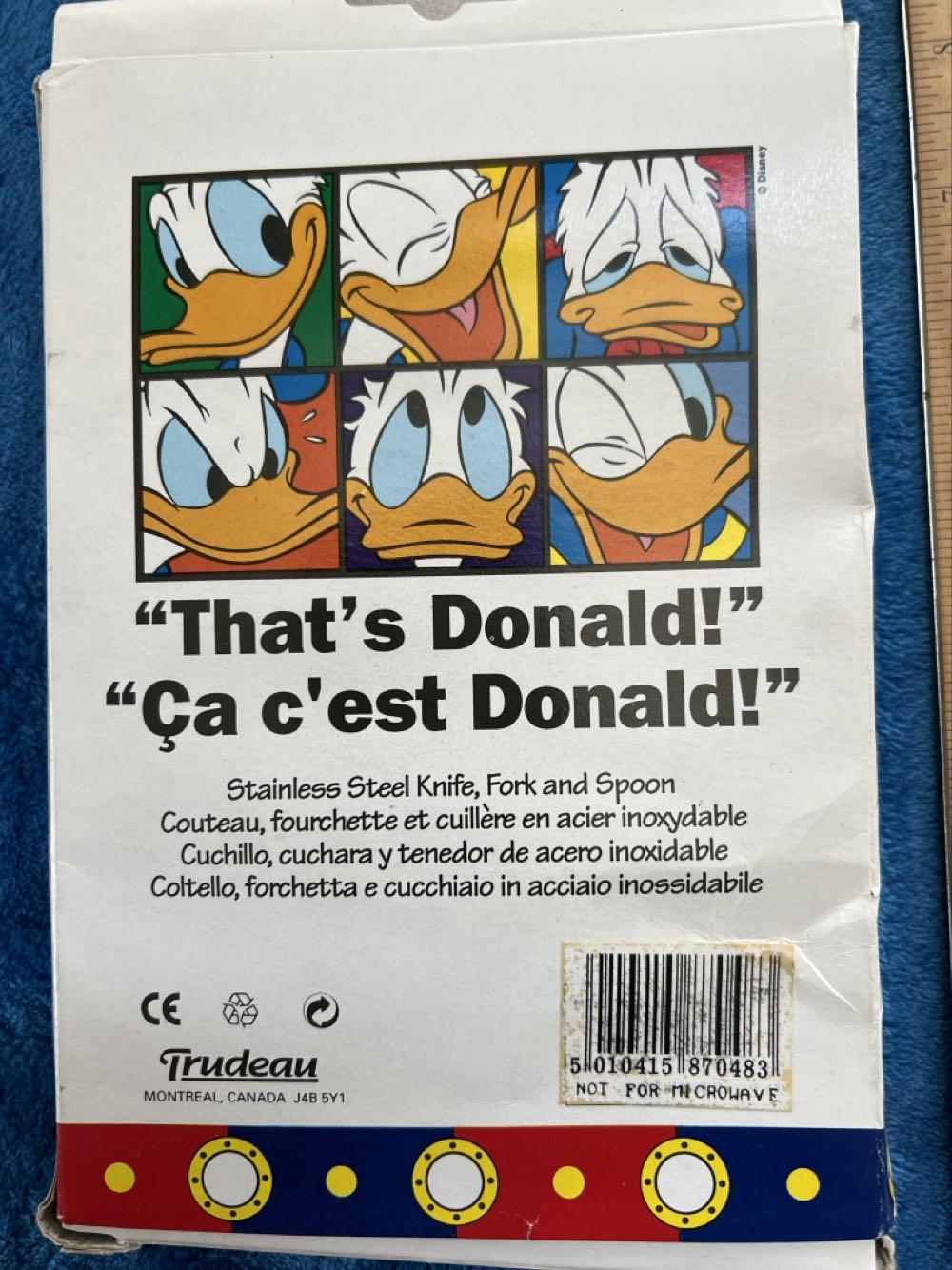 162) vintage, Donald Duck, French, Canada, silverware forks, spoon knife  plush collectible [Barcode 5010415870483] - Main Image 3
