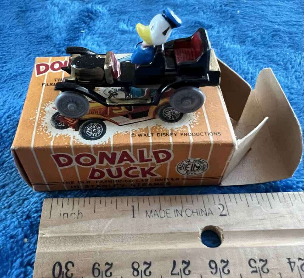 199) Vtg Donald Duck Walt Disney Productions ELM Miniature Mickey Mouse Stutz Bearcat Driver  plush collectible - Main Image 4